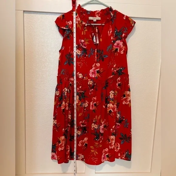 Loft dress new with tags! Size small women’s. Red with fun floral print. - Picture 2 of 10